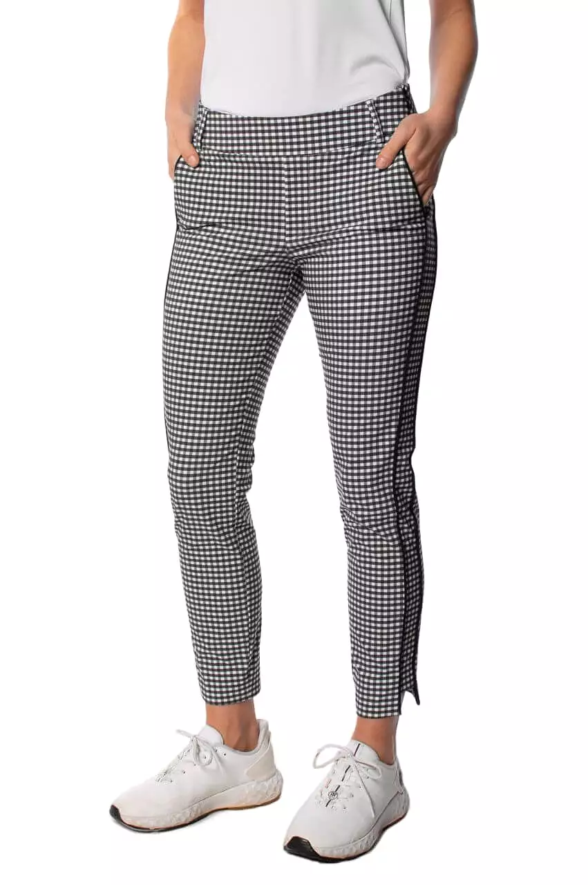 Black/White Checkered Stretch Ankle Pant