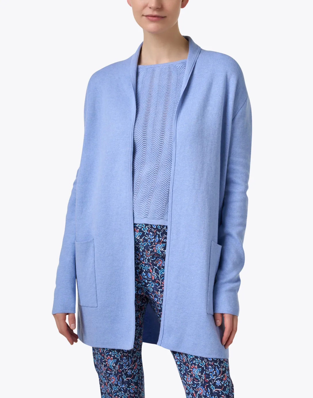 Blue Cotton Silk Travel Coat