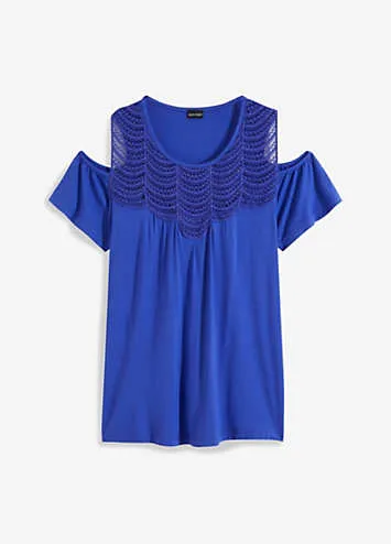 bonprix Cold Shoulder Lace Trim Top | Grattan