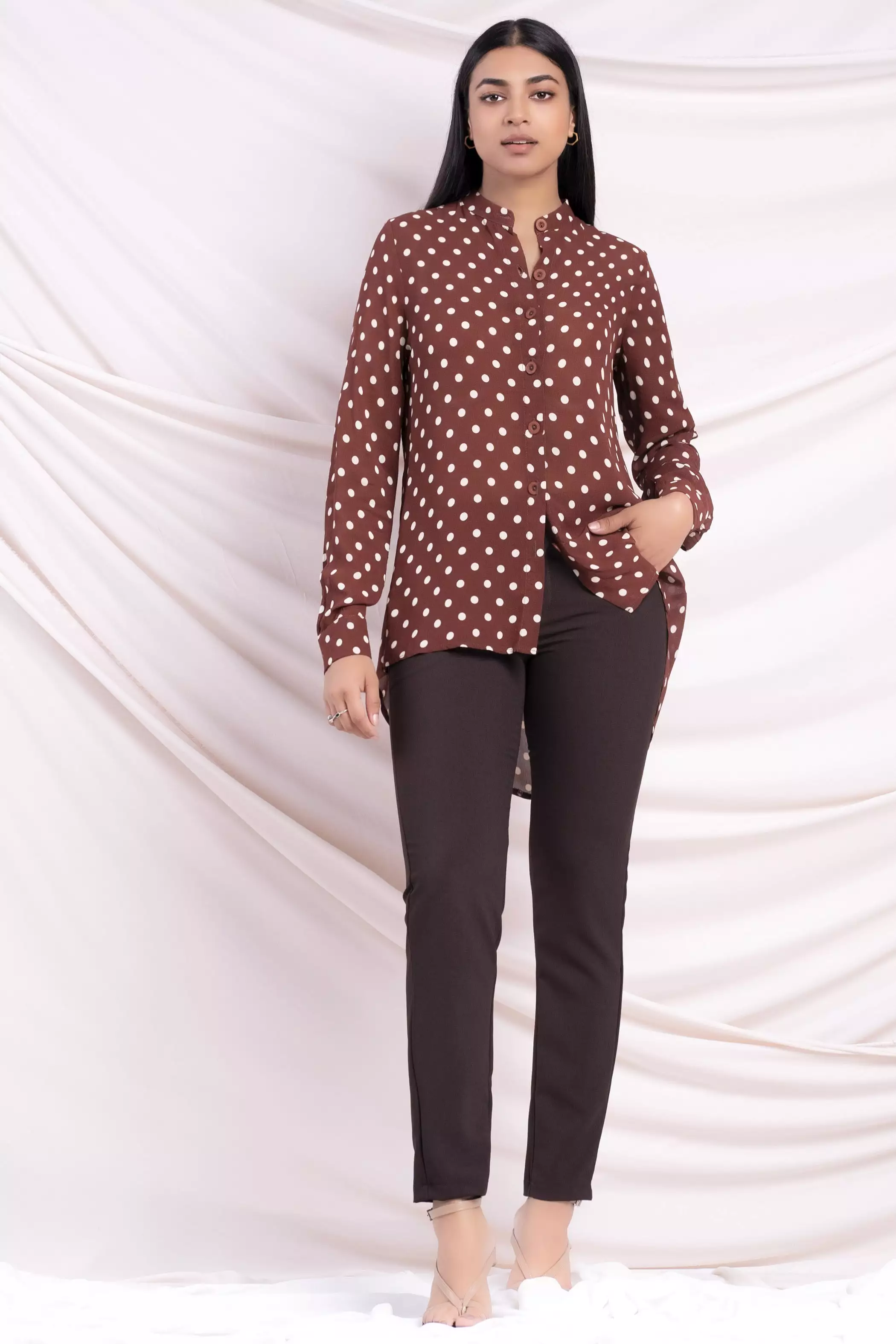 Brown Polka Dot Top