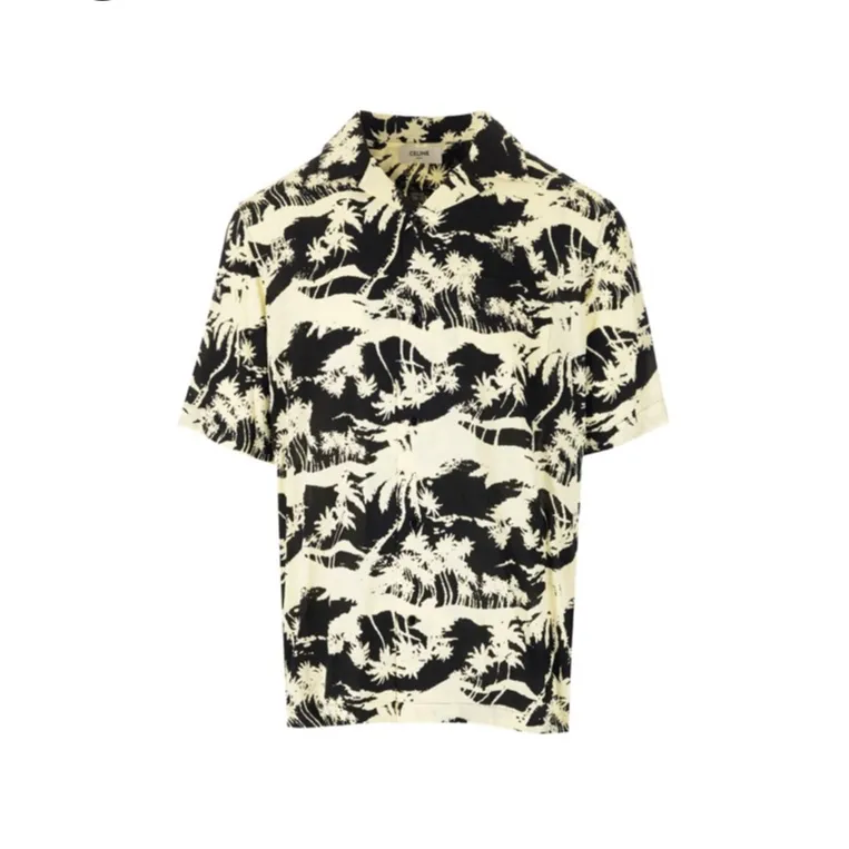 CELINE  |Tropical Patterns Bi-color Short Sleeves Luxury Shirts