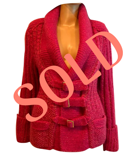 Chanel 2009 Pink Wool Mohair Buckle Sweater Cardigan FR 36 US 4/6/8