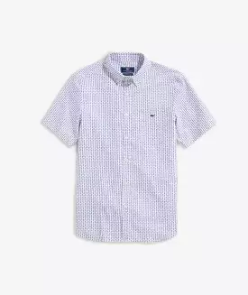 Classic Fit Lighthouse Print Short-Sleeve Shirt in Stretch Cotton