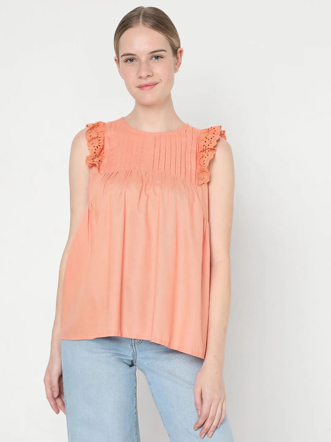 Coral Sleeveless Top