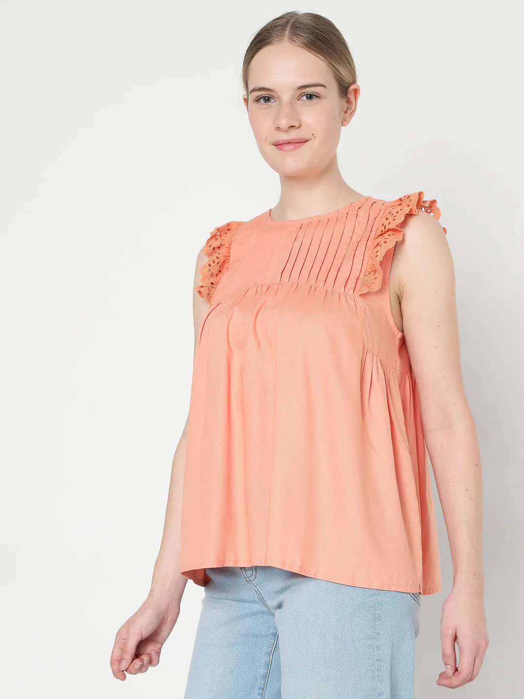 Coral Sleeveless Top