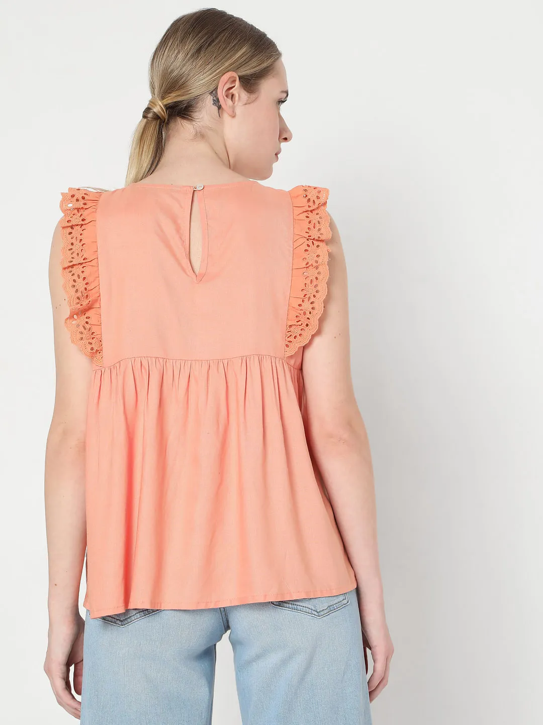 Coral Sleeveless Top