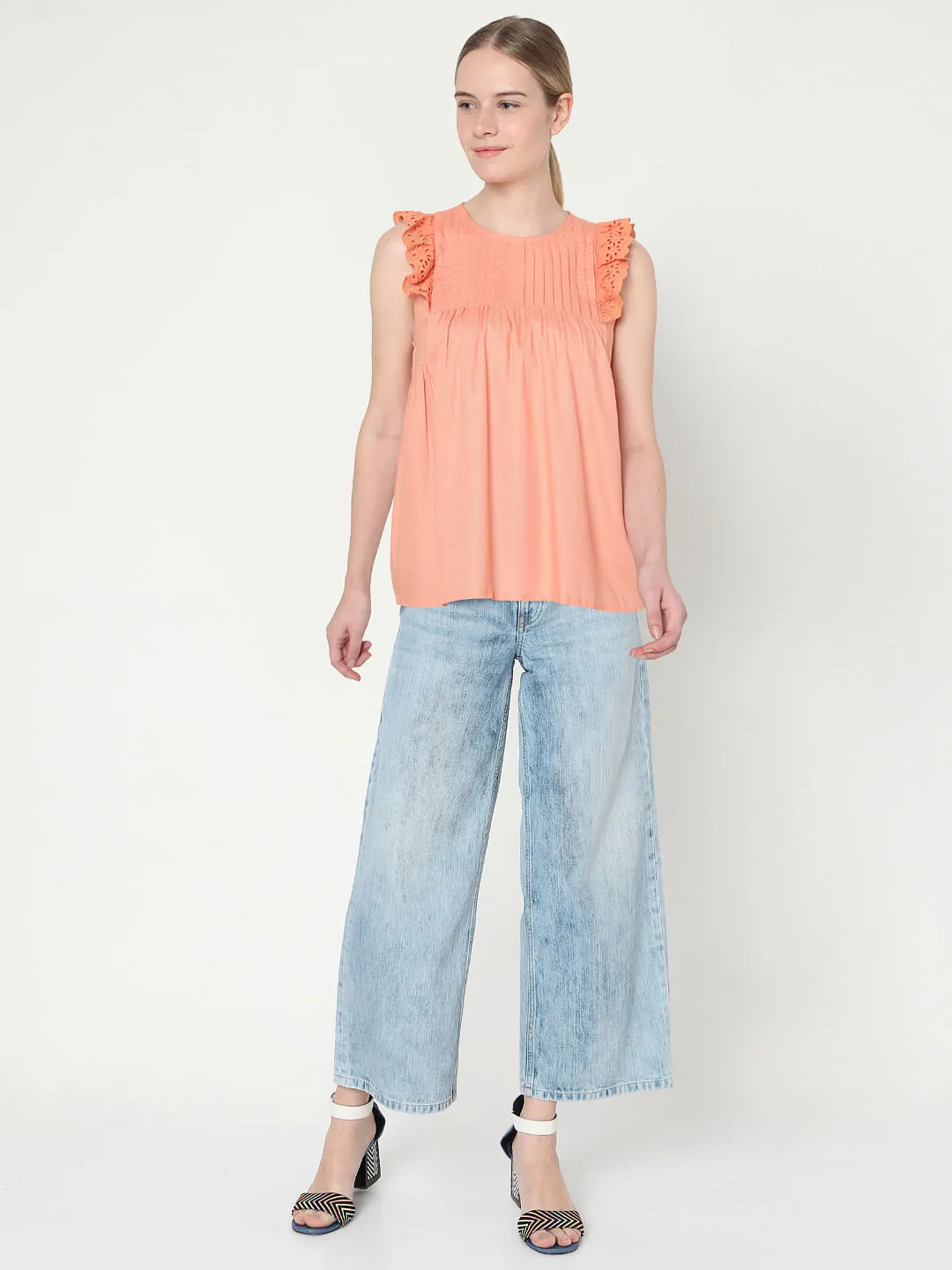 Coral Sleeveless Top