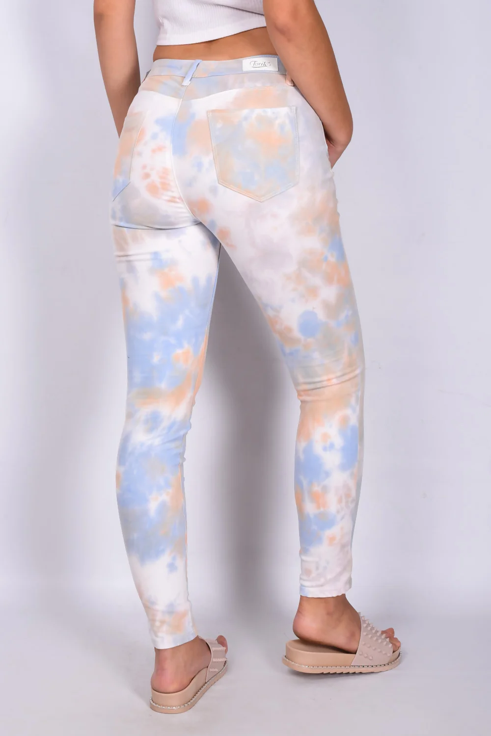 Coral Tie Dye 5 Pocket Skinny Jeans