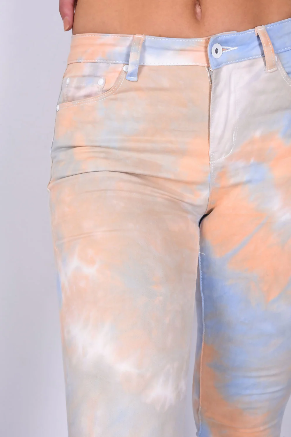 Coral Tie Dye 5 Pocket Skinny Jeans