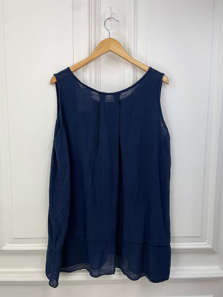 Cotton Sleeveless Top & Palazzo Co-ord - Navy