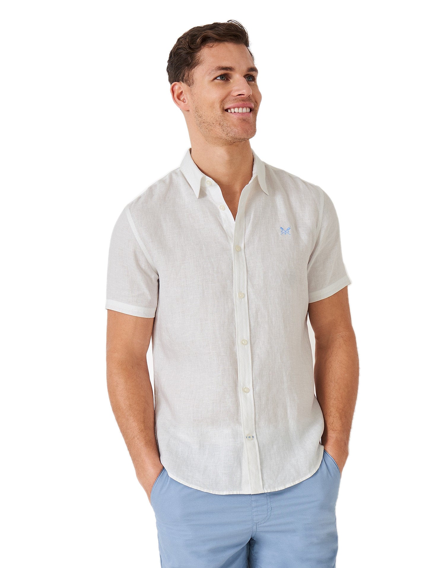 Crew Clothing Mens Pure Linen Shirt - Short Sleeved