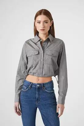 Cropped Toggle Drawstring Shirt