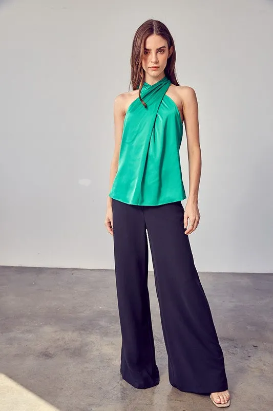 Cross Neck Sleeveless Top