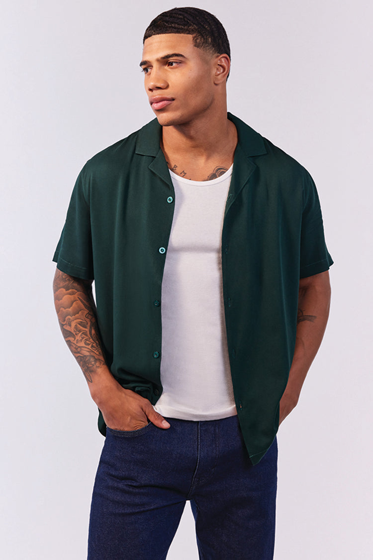 Cuban Collar Short-Sleeve Shirt