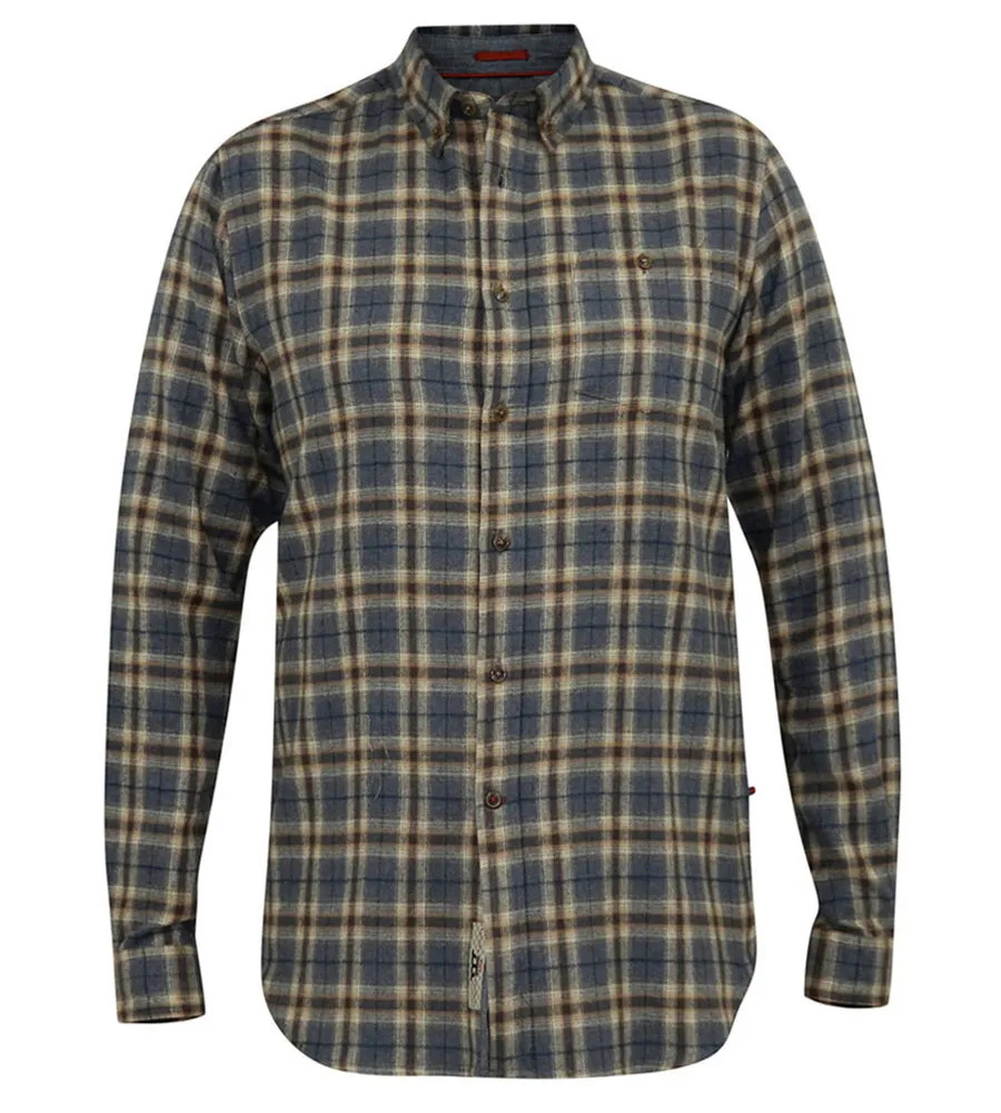 D555 Big Mens Long Sleeve Grey Check Shirt With Chest Pocket (SCARPA)