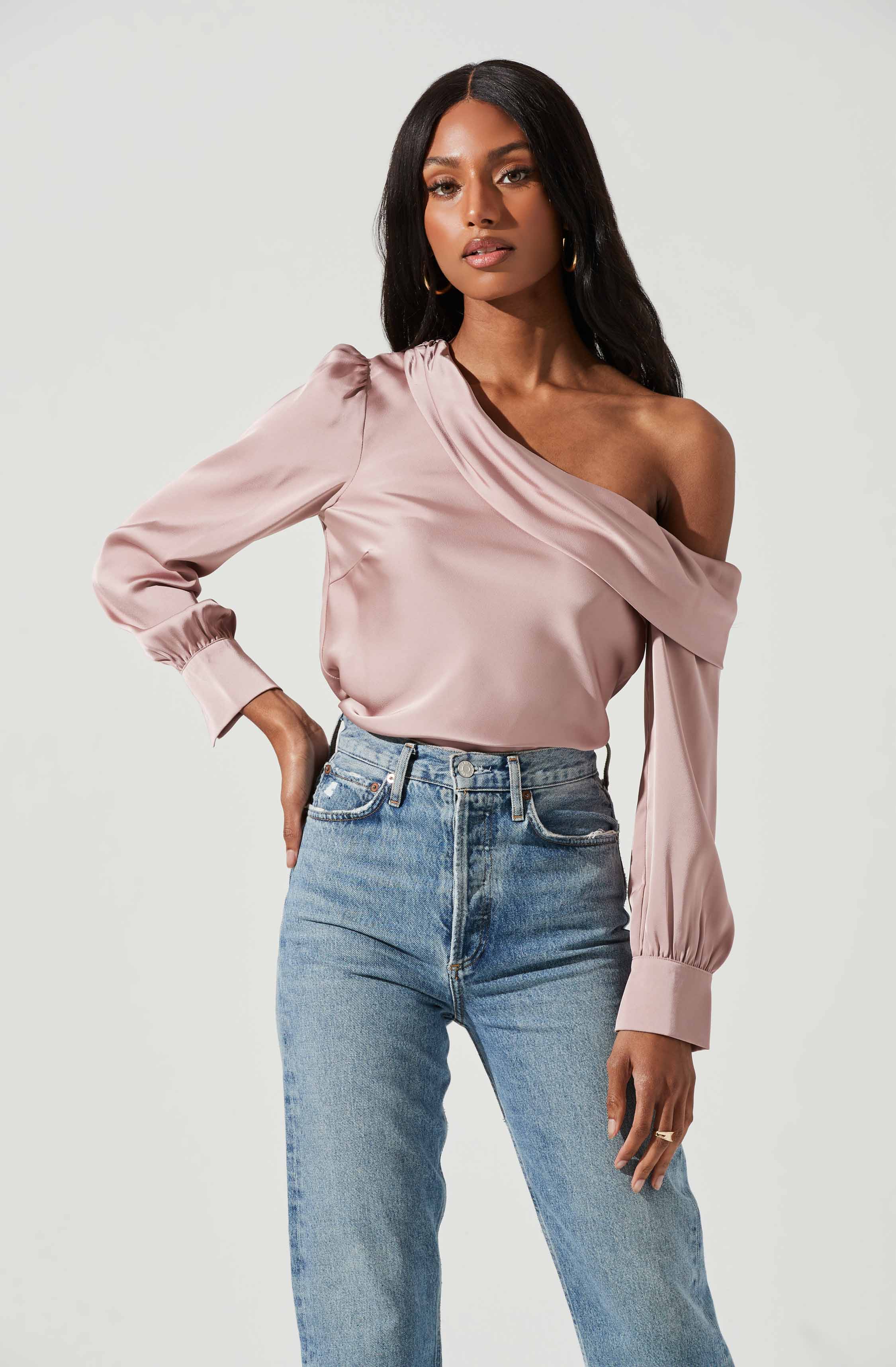 Ellen Draped Off Shoulder Long Sleeve Top