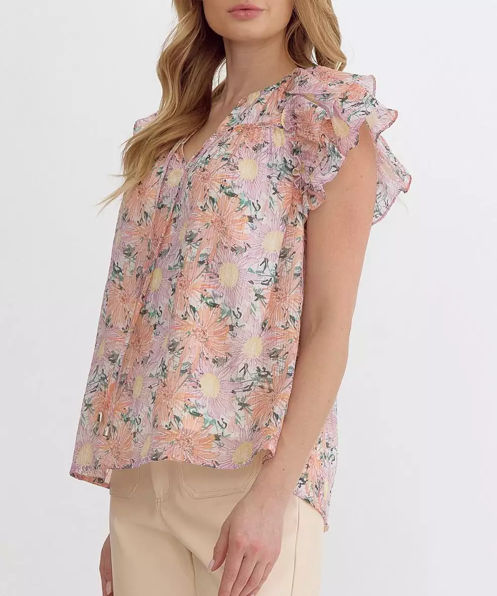 Floral Print Top - Pink Multi