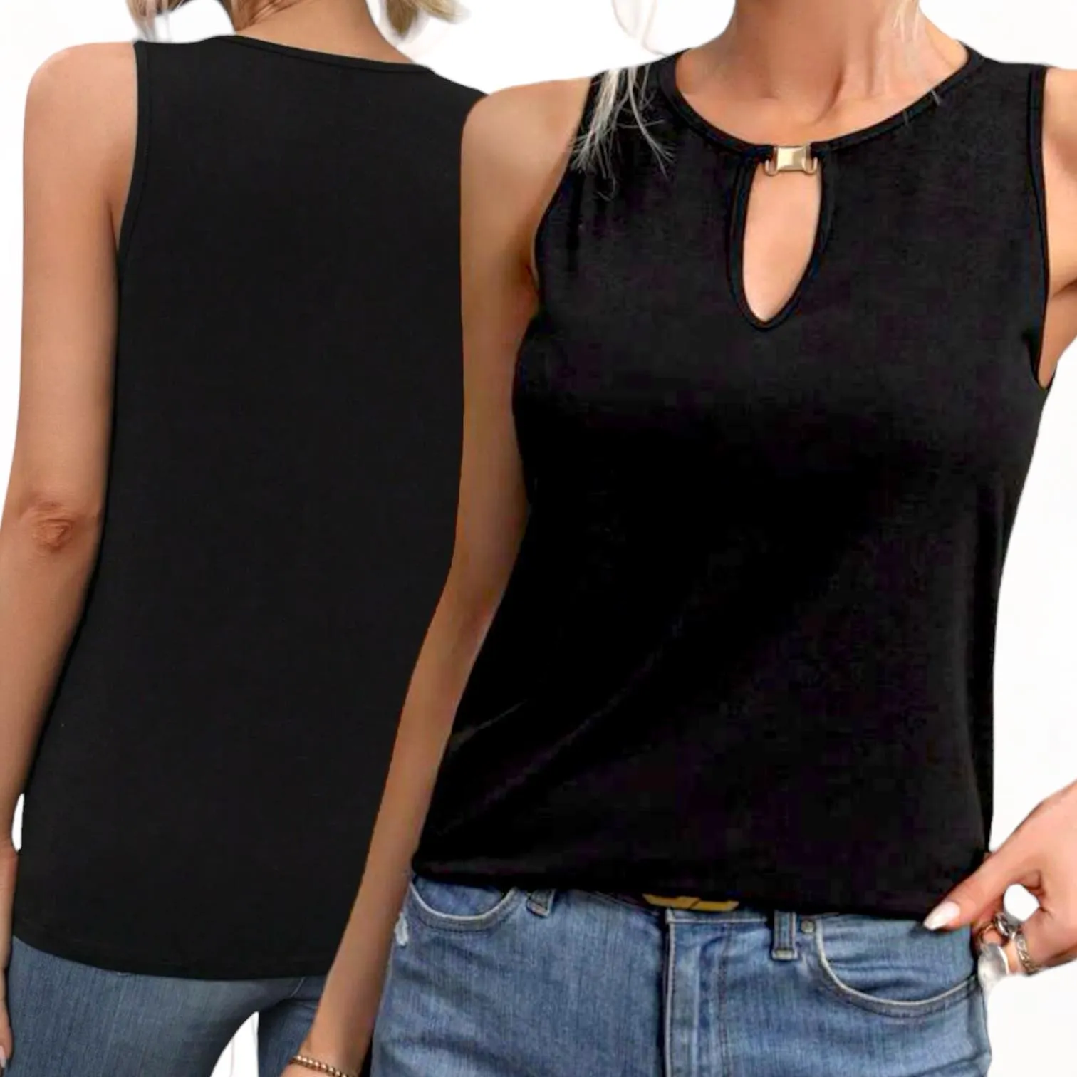 GBOSS Elegant Sleeveless Top w Chain