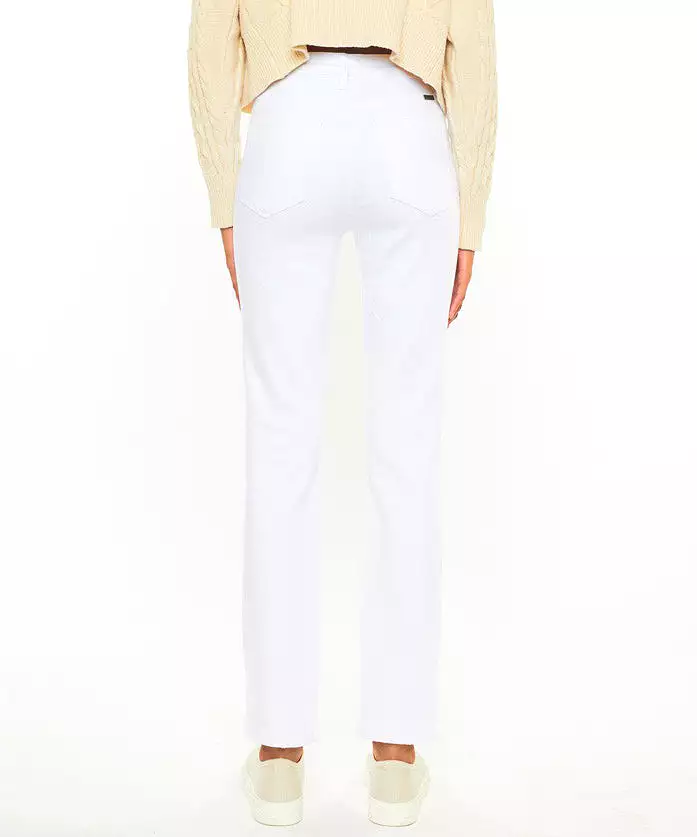 High Rise Slim Straight Jeans - White