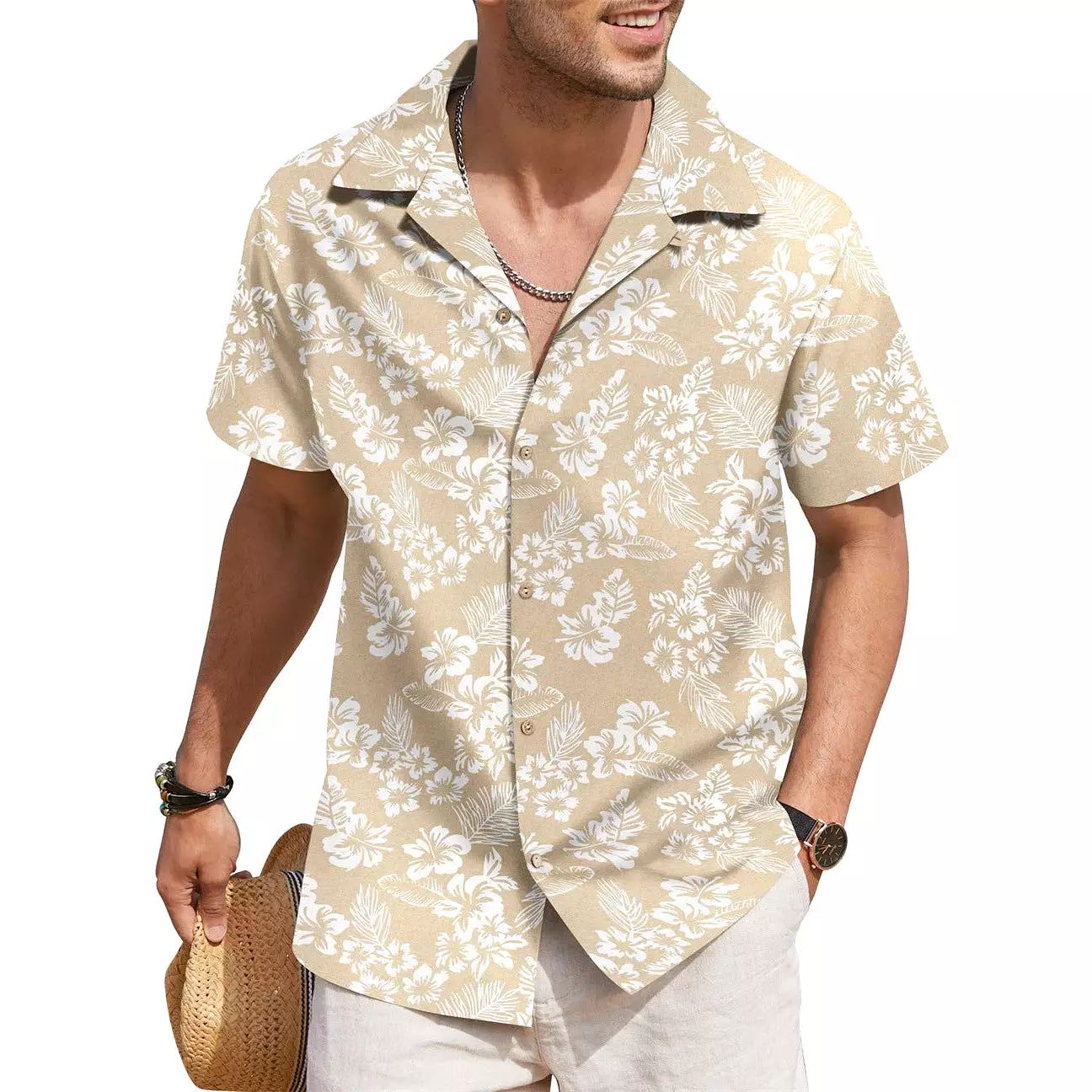 INSTOCK - Cross-border men's summer Hawaiian print short-sleeved