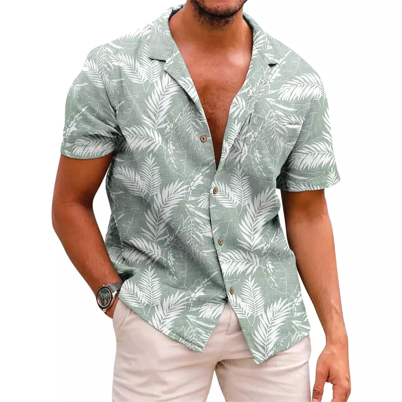 INSTOCK - Cross-border men's summer Hawaiian print short-sleeved