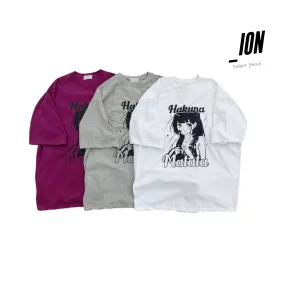 IONSEOUL  |Unisex Street Style Cotton Oversized Logo T-Shirts