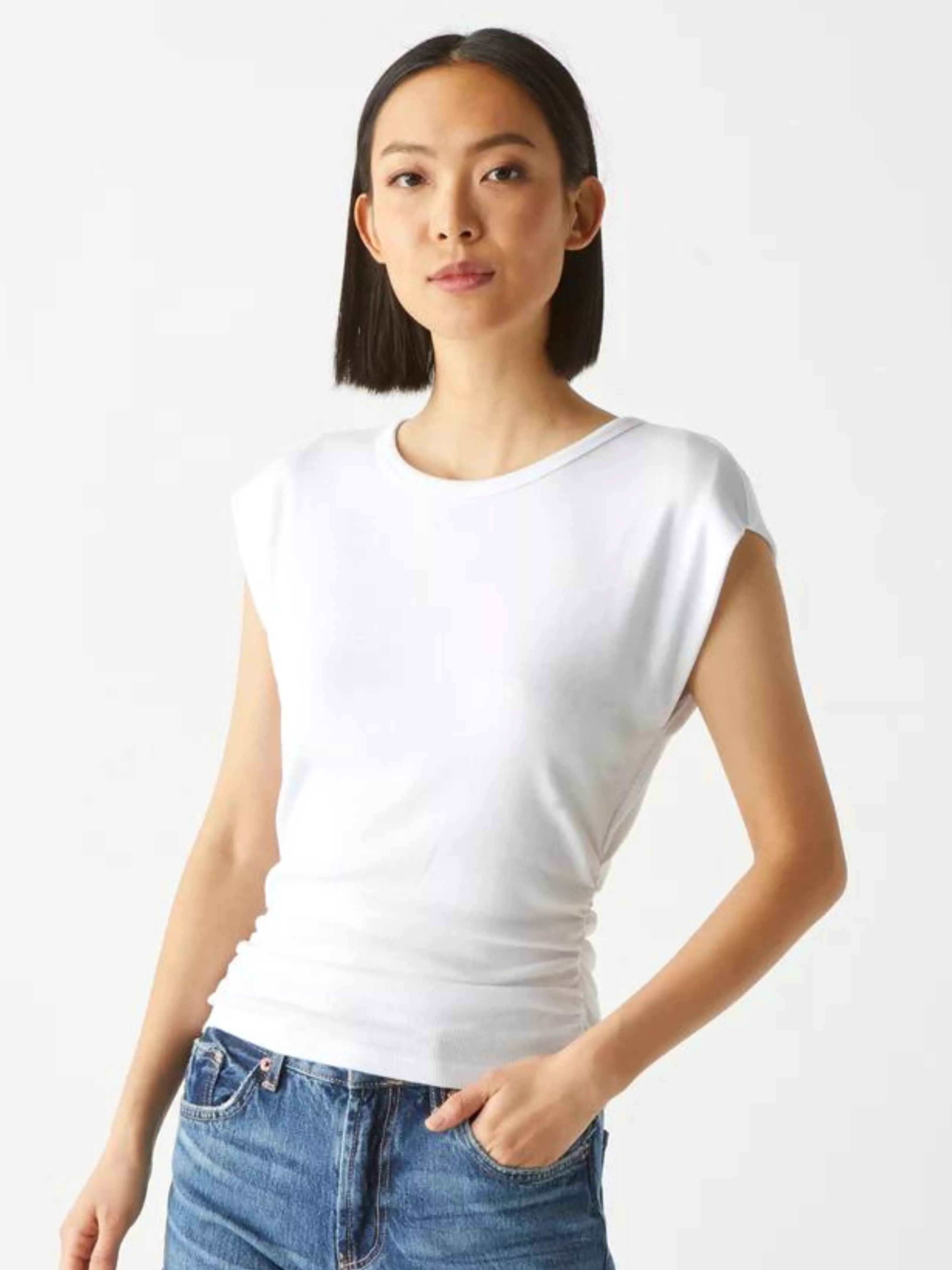 Joni Power Shoulder Top - White