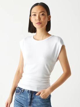 Joni Power Shoulder Top - White