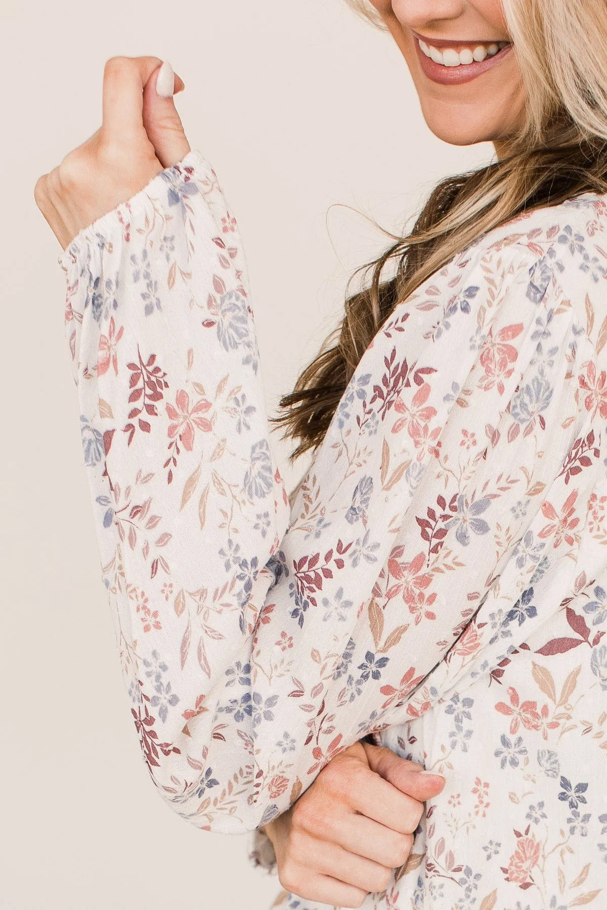 Just Believe Floral Blouse- Ivory