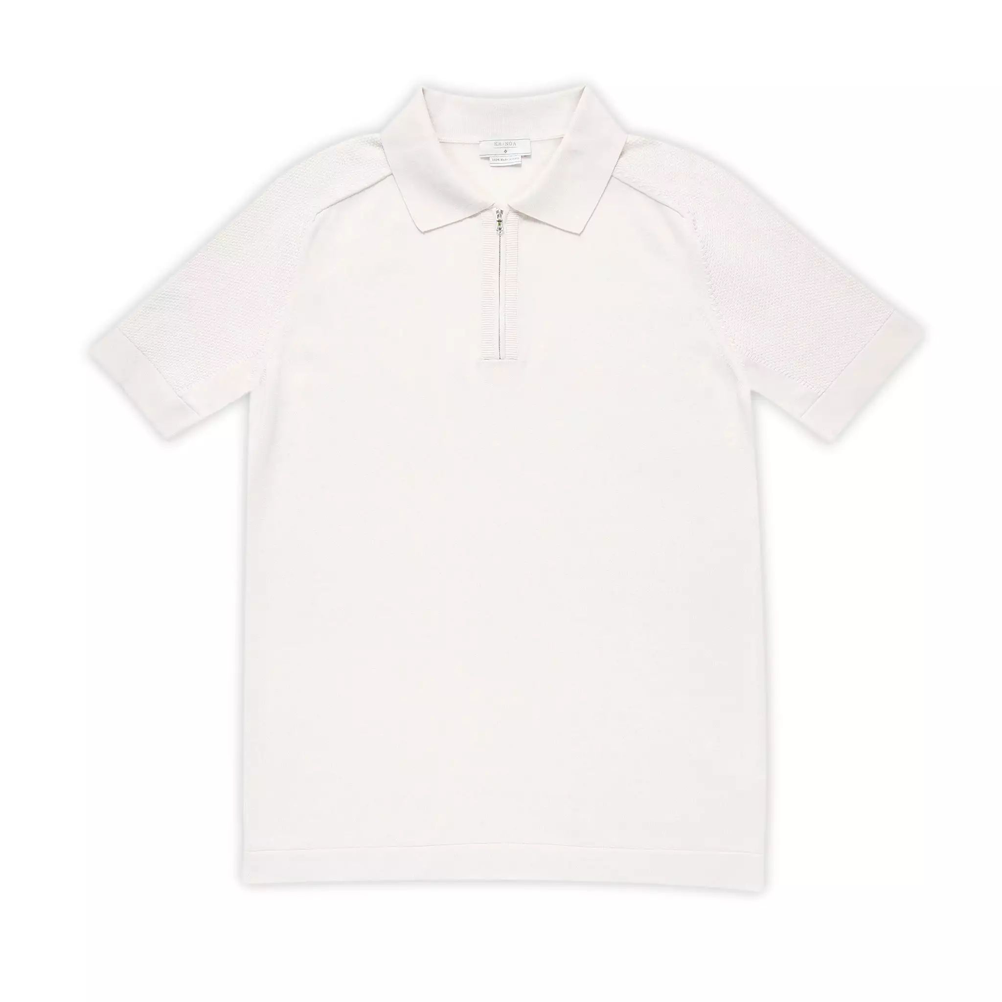 Lauter short-sleeved knitted zipped polo in compact cotton