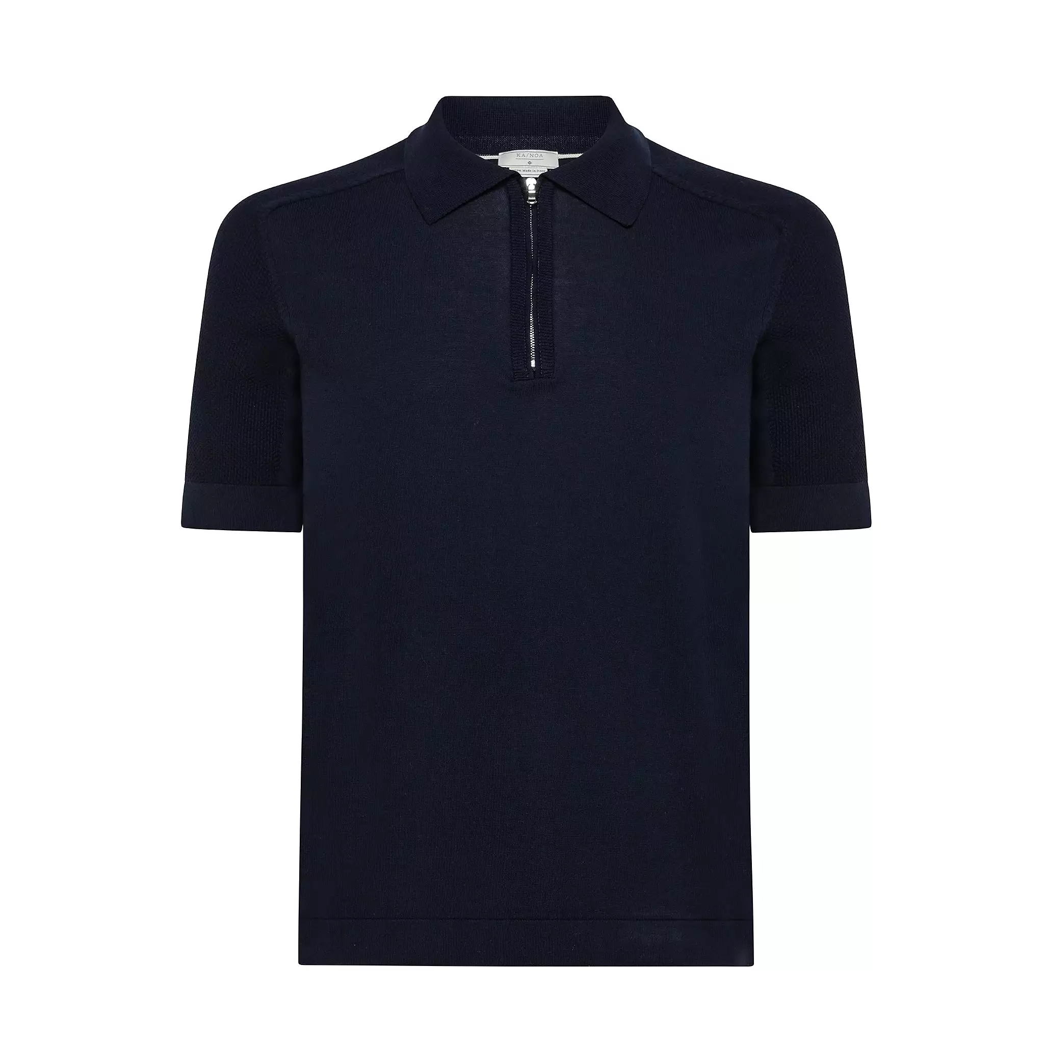 Lauter short-sleeved knitted zipped polo in compact cotton