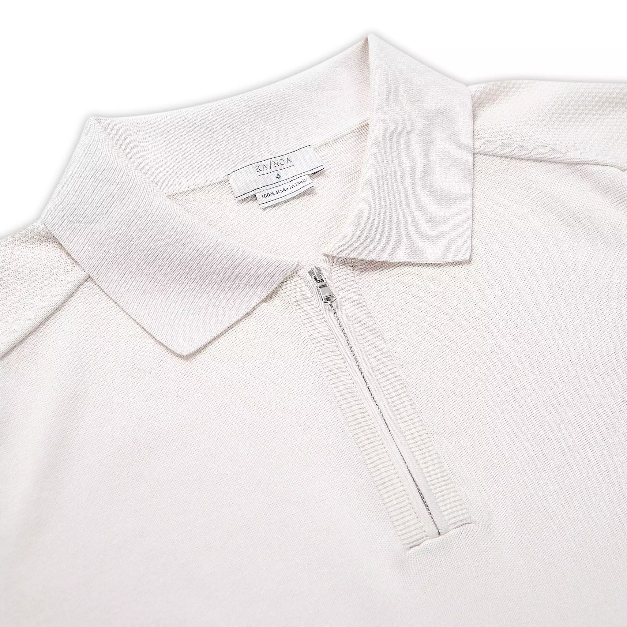 Lauter short-sleeved knitted zipped polo in compact cotton