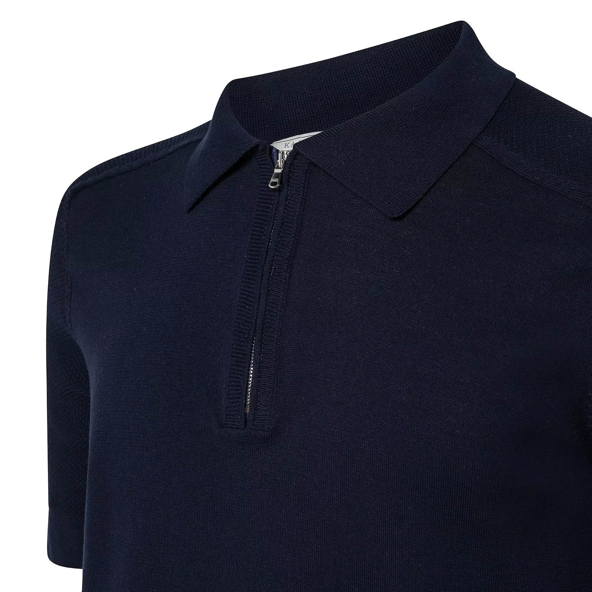 Lauter short-sleeved knitted zipped polo in compact cotton