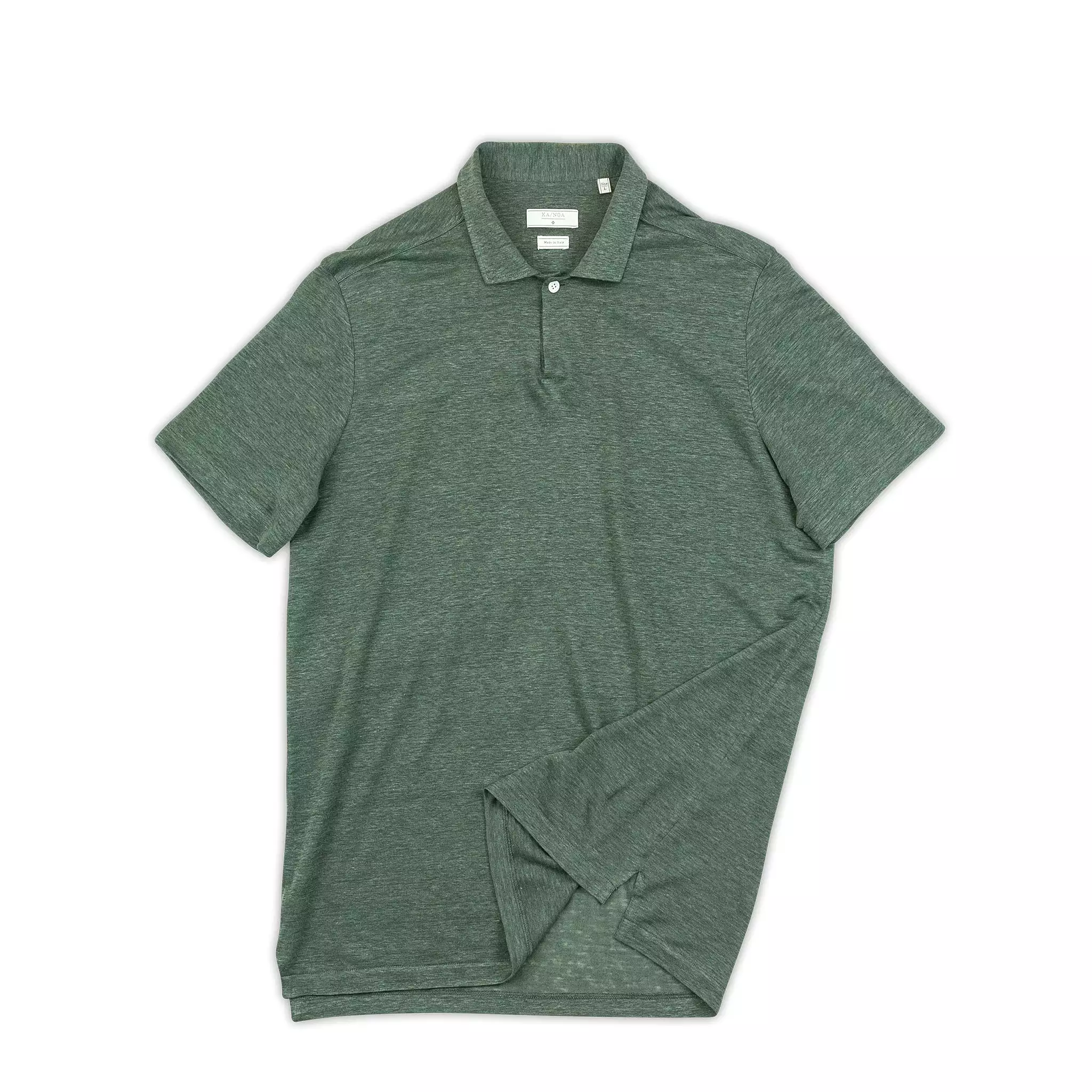 Loran short-sleeved polo in light-linen jersey (foliage green)