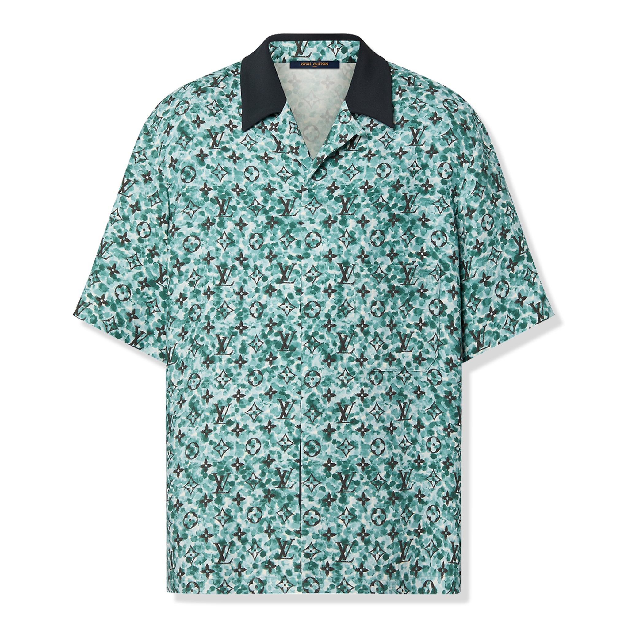 Louis Vuitton Monogram Pointilism Crepe Short Sleeved Blue Haze Shirt