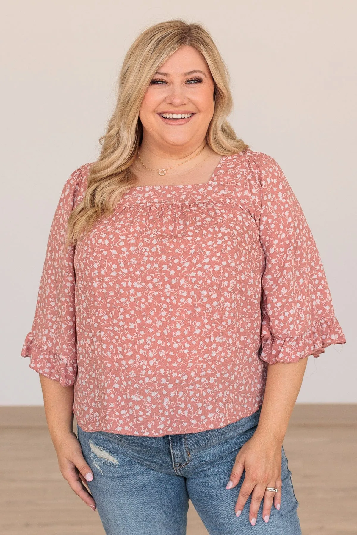 Magical Meadows Floral Blouse- Dusty Rose