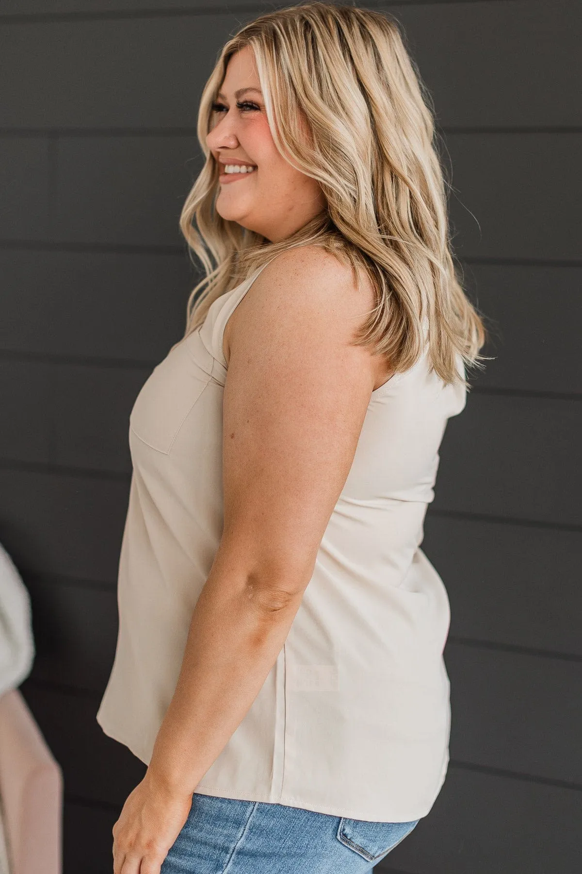 Make An Entrance Sleeveless Top- Beige