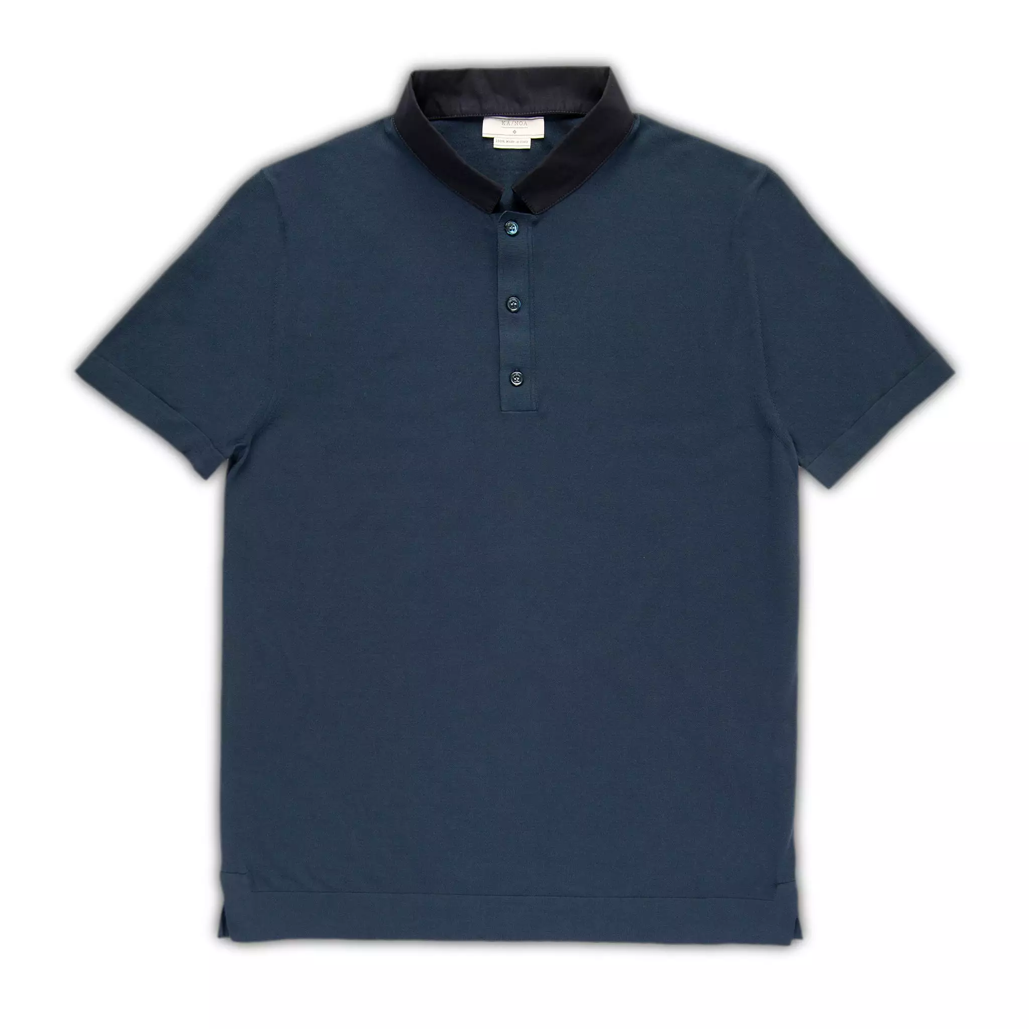 Martino short-sleeved knitted polo with KA/NOA shirt popeline collar