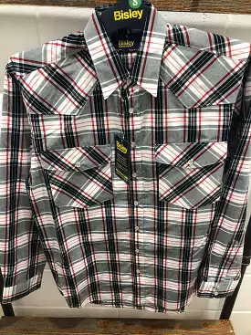 Men's Bisley L/S Western Check Grey Shirt