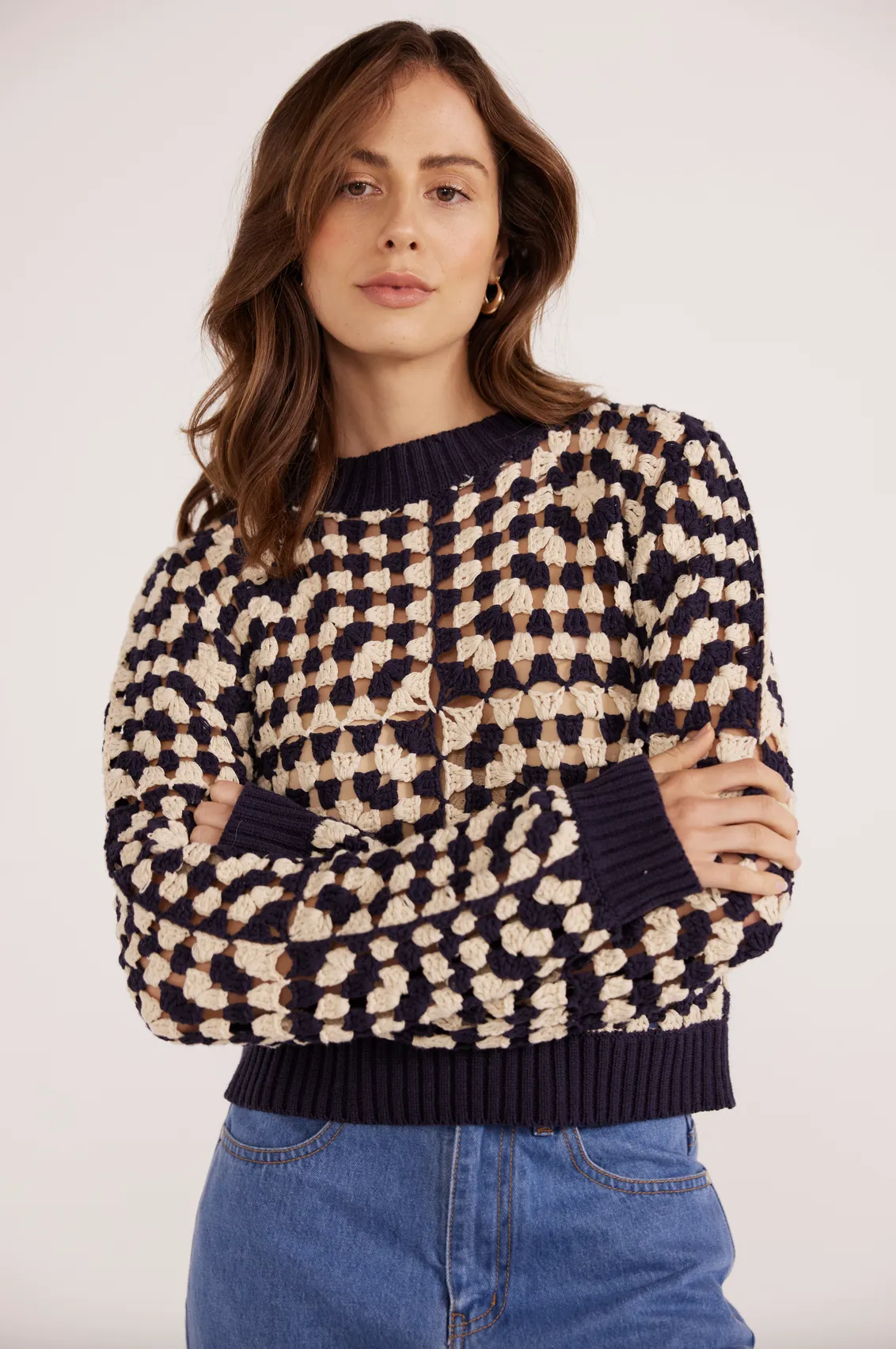 MEYER CROCHET KNIT SWEATER