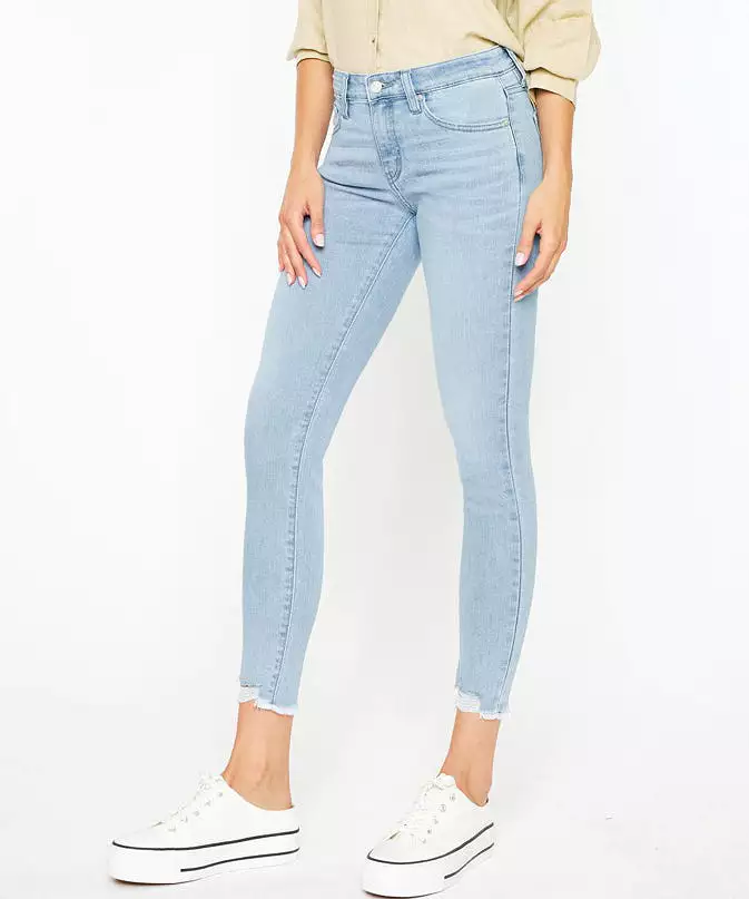 Mid Rise Ankle Skinny Jeans - Light Wash