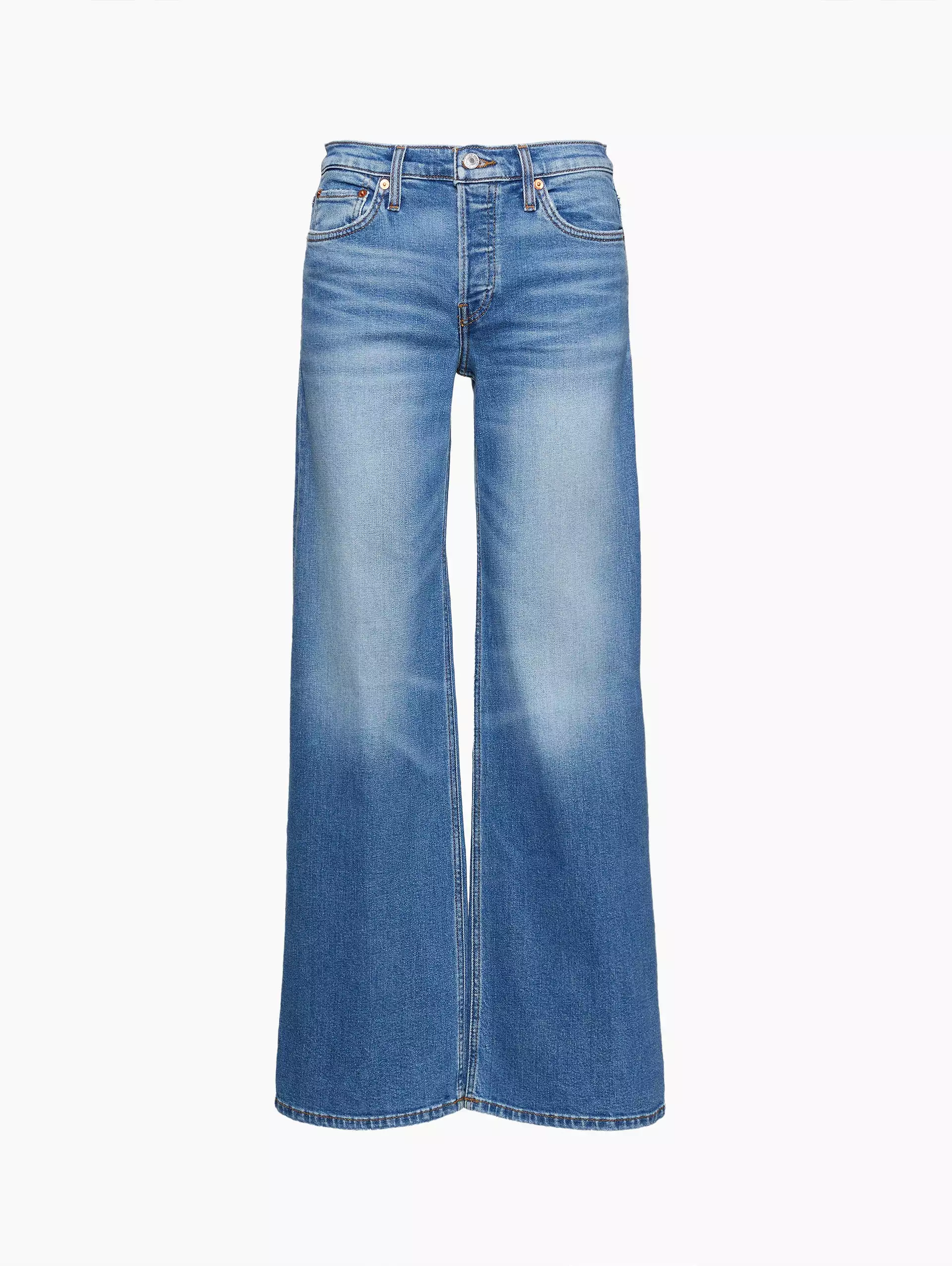 Mid Rise Wide Leg Jean