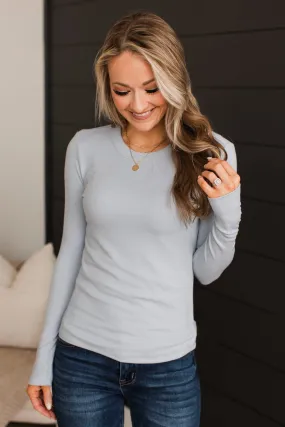 Miles Between Us Long Sleeve Top- Pale Blue