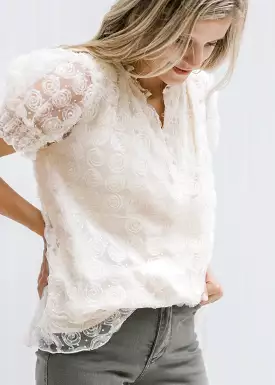 Natural Lace Floral Blouse