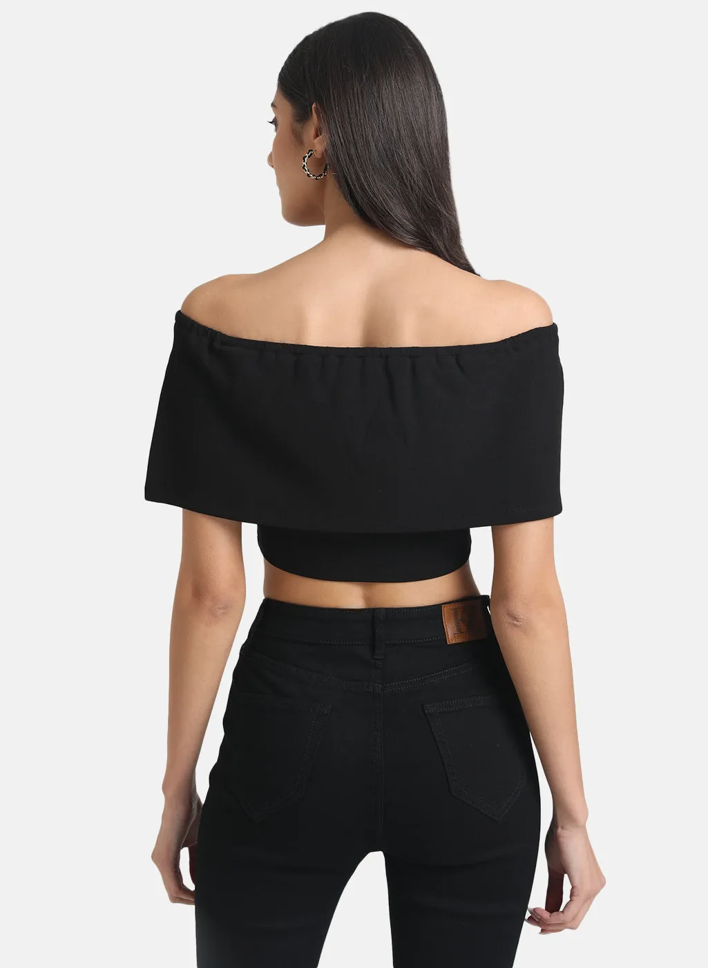 Off-Shoulder Crop Top With Overlay