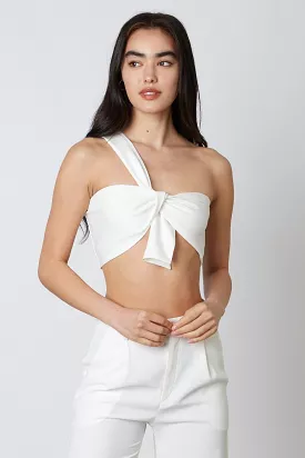 One shoulder tie front crop top