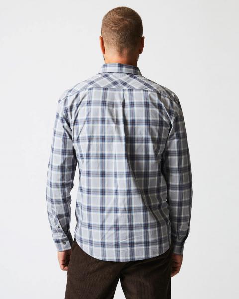 PLAID JOHN T LS SHIRT, GREY BLUE