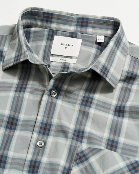 PLAID JOHN T LS SHIRT, GREY BLUE