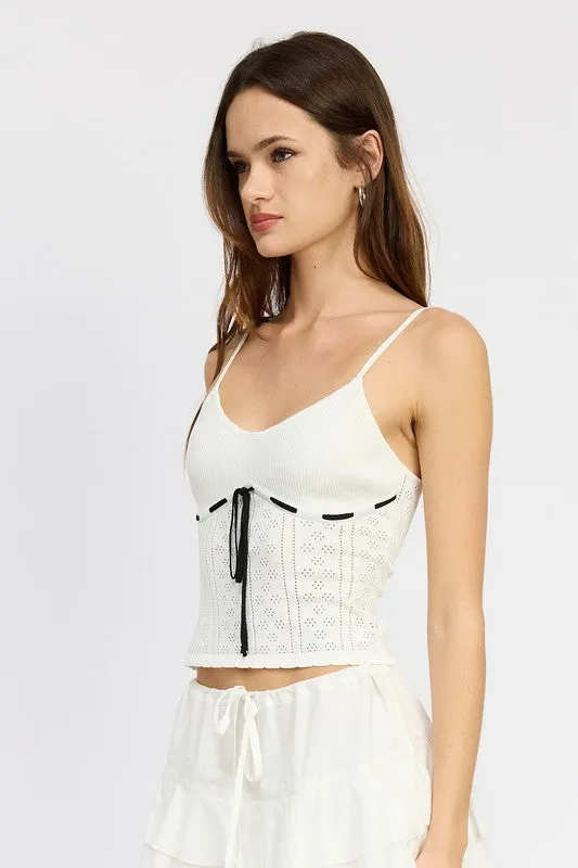 Pointelle Rib Sleeveless Top