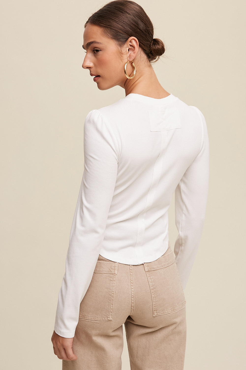 Rib Fitted Long Sleeve Knit Top